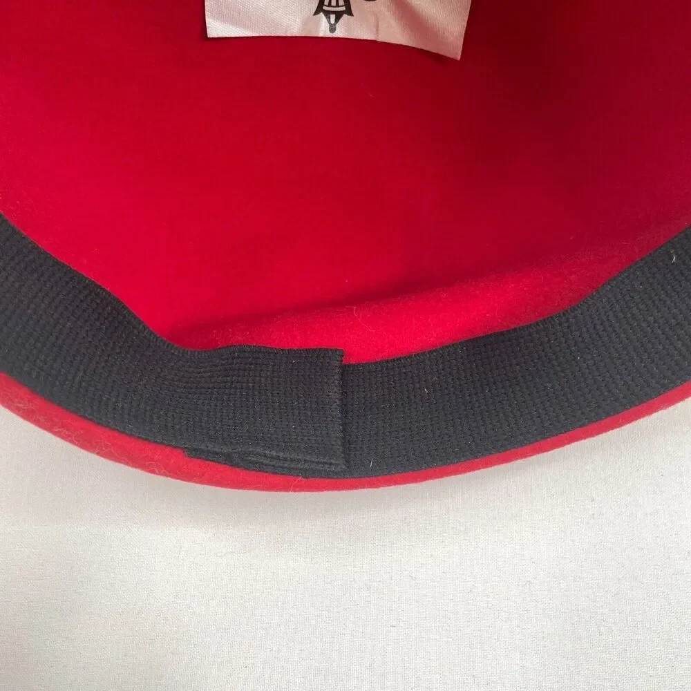 Vintage Basque Red French 100% Wool Beret Made In France Unknown Crest
